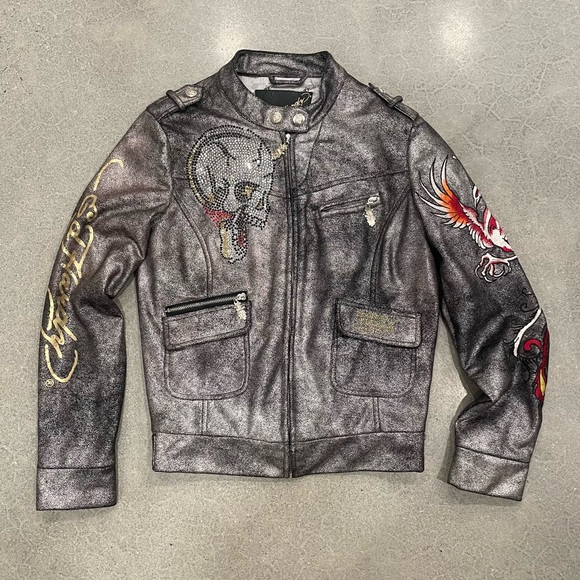 Silver Ed hardy Bomber jacket - Picture 1 of 4